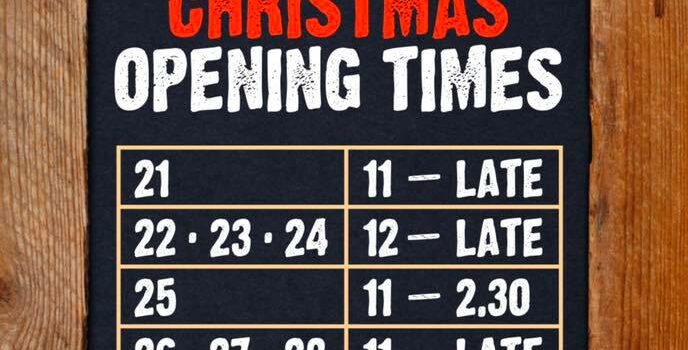 Our Christmas opening times